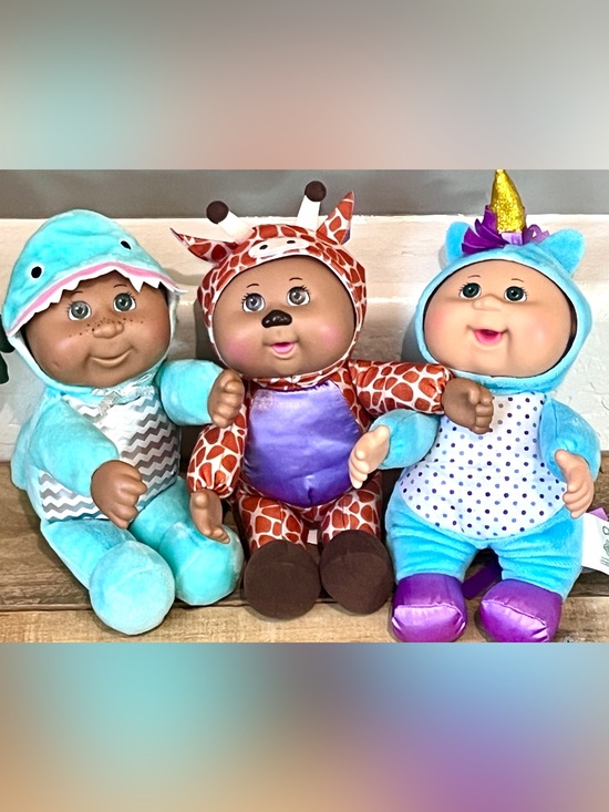 Cabbage Patch Kids Other - Cabbage Patch Kids Cuties Plush Lot of 3 Shark Giraffe Unicorn 9" Dolls
